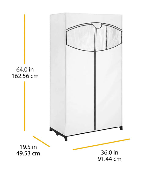 36 Inch Portable Clothes Closet With Durable Fabric Cover Space Saver, Easy Freestanding Wardrobe Organizer, dimensions shown