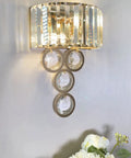 Gold Crystal Wall Sconce With Beveled Prisms Dimmable 2 Light Premium Vibe Wall Lighting For Bedroom And Living Room