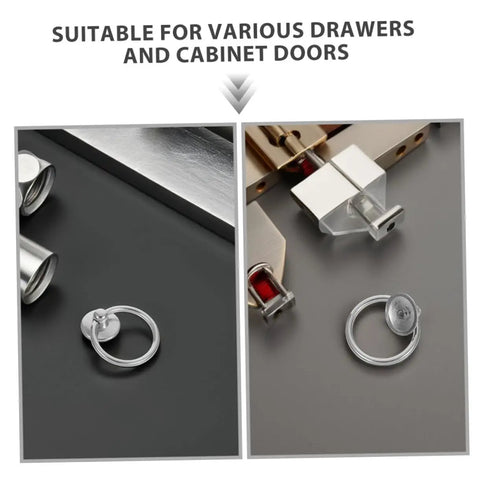 Vintage Metal Ring Drawer Pulls Ten Pack Silver Cabinet Handles Round Drop Knobs For Dressers Cupboards And Furniture Hardware Classic Ready To Install