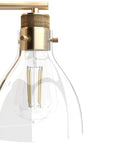 Alturas Gold 1 Light Sconce In A Medium Size Dimmable Wall Light With Transitional Style, showing clear glass shade and gold steel finish