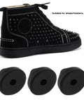 Hella Secure 6mm Black Replacement Studs And Screws For Dope Diy Shoe Decor Craft Leather Projects Kicks Up Fresh Style With Simple Screw On Assembly That Is Built To Last, image showing black shoe with studs and screws.