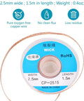 No Clean Solder Braided Wick For Desoldering Copper Wire Roll 1.5 Meters, 2.5mm Width with spool, fast heat transfer