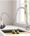 Two Function Kitchen Sink Faucet Sprayer Head With ABS Plastic Brushed Finish G 1/2 Male Connector in use with bowl
