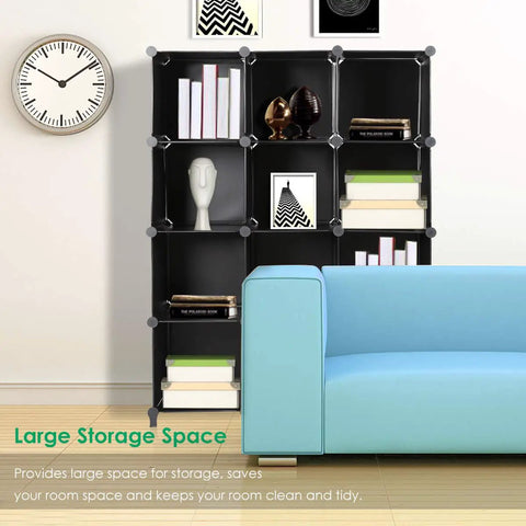 12 Cube Storage Organizer Shelf System Built To Tackle Messes In Style For Bedroom Living Room And Office Dope Durable Plastic Cubes DIY Bookcase Shelves Great For Books Toys Clothes Decor Black Finish