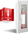No Sweat Flush Install Heavy Duty Recessed Fire Extinguisher Cabinet Solid Steel Wall Box with clear view and bold sign detail.