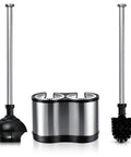 Heavy Duty Toilet Plunger and Brush Combo for Freestanding Stainless Steel Bathroom Durable Plunger Set visible