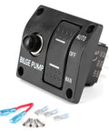 3 Way Marine Bilge Pump Panel With LED Indicator Built In 15A Circuit Breaker 12V 24V DC 3 Position Automatic Off Manual Rocker Switch For Boats Boat Accessory Control with wiring components