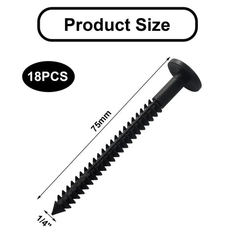 Tough As Nails 18 Piece Heavy Duty Vinyl Shutter Screws Black 3 Inch Exterior House Fasteners showing size and details