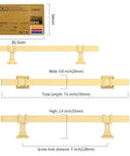 Diagram showing Brushed Gold Cabinet Pulls Set Of 10 5 Inch Drawer Handles With 128mm Hole Center Kitchen Cabinet Hardware dimensions