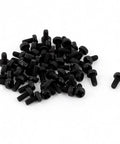 M2X4MM Nylon Phillips Round Pan Head Machine Screws Black 50 Piece Set Coarse Thread Fasteners pile on white background