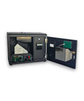 Open view of Dollar Bill To Coin Change Machine Black For Laundromats, Arcades And Vending Spots with front door access.