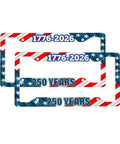 Two Pack Patriotic License Plate Frames For The 250th Anniversary Stars And Stripes Aluminum Plate Holder