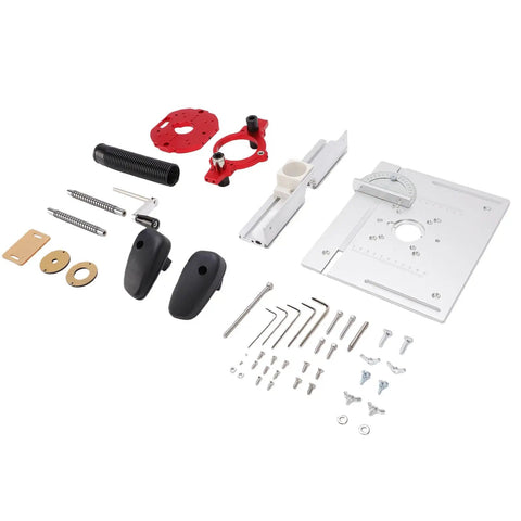 Adjustable Aluminum Router Lift System With Stainless Steel Support Rods For Built Like A Tank Durability And Smooth Vertical Depth Adjustment components set