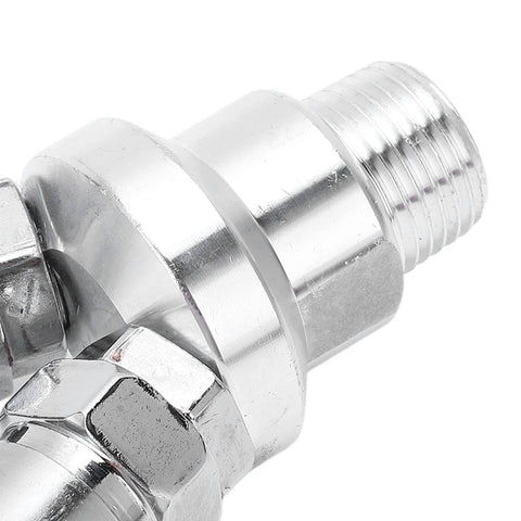 Close-up of metal threads on 2 Way Hose Splitter Carbon Steel G1 Half Thread Manifold Block Splitter For Pneumatic Air Compressor Fitting