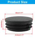 Four Pack One And Three Quarters Inch Round Plastic Hole Plugs Black End Caps For Round Metal Tubes Ideal For Furniture Protection