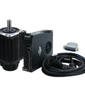 Front view of WENBIXIA 110ST-M04030 servo motor with matching drive and connector cables