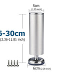 8 Piece Adjustable Heavy Duty Aluminum Furniture Legs Set For Sofa, Table, And Cabinet Feet Replacement with dimensions 6-30cm height, 5cm diameter