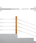 Heavy Duty 3/16 Inch Cable Railing Kit With Swage Toggle Turnbuckles, T316 Stainless Steel For Wood Posts installed on stairs