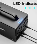 Rock Solid 4 Bay SATA Hard Drive RAID Enclosure with USB 3.1 Type C port and LED indicator for monitoring status.