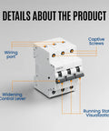 63 Amp 3 Pole DIN Rail Mounted Miniature Circuit Breaker For 120/240V Systems With Thermal Magnetic AC Disconnect Switch Built Tough