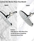 Showerhead Shut Off Valve With Stainless Handle Mini Ball Valve Chrome Finish 304 Stainless Steel Half Inch NPT Thread