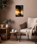 Vintage Steam Locomotive Sunset Aluminum Metal Sign Eight By Twelve Inch Dope Retro Railway Wall Art For Home Garage Living Room Railroad Themed Decor Rustproof Weatherproof Fade Resistant displayed in cozy room