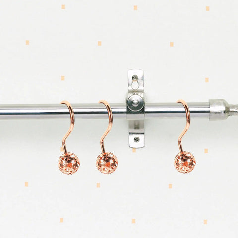 Three Rose Gold Shower Curtain Hooks 12 Pack Half Round Metal Hangers For Bathroom Rods Glide Smoothly And Look Sharp on rod