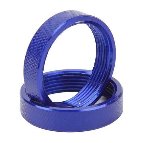 Heavy Duty Router Guide Bushing Set Packed With Eight Sturdy Aluminum Bushings And Two Tight Lock Nuts For Rock Solid Pattern Routing And Hella Clean Woodworking Cuts, blue locking nuts.