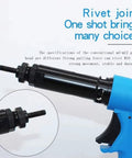 Close-up of Air-Hydraulic Rivet Nut Gun With 19.1 Kilonewtons Working Tension showing nozzle die