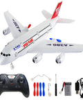 Ready To Fly A380 RC Airplane With 6 Axis Gyro Stabilizer, 2.4GHz control, detailed view with remote and accessories, EPP foam design