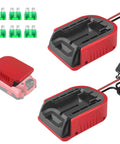 Two Pack Power Wheel Adapters for V20 20V Lithium Batteries CMCB200 to CMCB205 with fuses and connectors