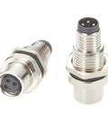 A Code 3 Pin M8 Bulkhead Connector, 3 Pin Male To Female, IP67 Shielded Circular Panel Mount Socket Receptacle for Control Cabinet IO System Automation