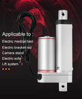 24V DC Linear Actuator Push Rod With 50mm Stroke And 750N Thrust IP54 Rated Built In Limit Switch for lifting applications