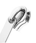Close-up view of a silver zipper slider from the 4 Pack Zipper Repair Kit For Luggage And Gear, Universal Zipper Pull Replacements.