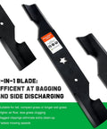 Z254F 54 Inch High Lift Mower Blades for Husqvarna zero-turn mowers, showing 2-in-1 blade design for bagging and side discharge.