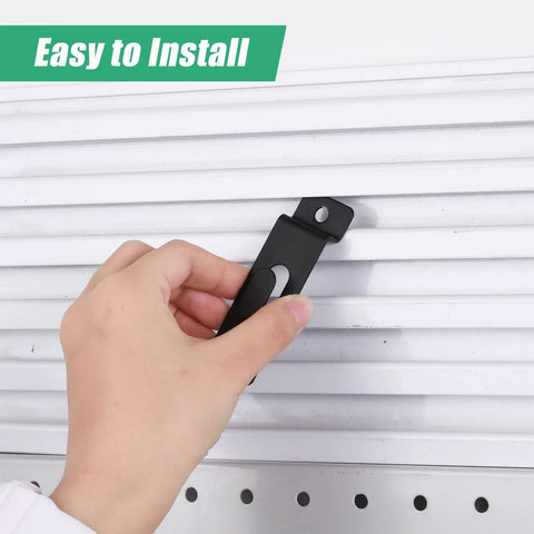 Installing 50 Pack Stainless Steel Slatwall Notch Hooks For Panels, Pegboard, Slat Grid, And Display Hanging, rust-resistant hangers