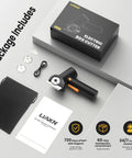 Heavy Duty Electric Cardboard Cutter With Tungsten Steel Blades, 4000Mah Battery And High Torque Brushless Motor in its package with accessories.