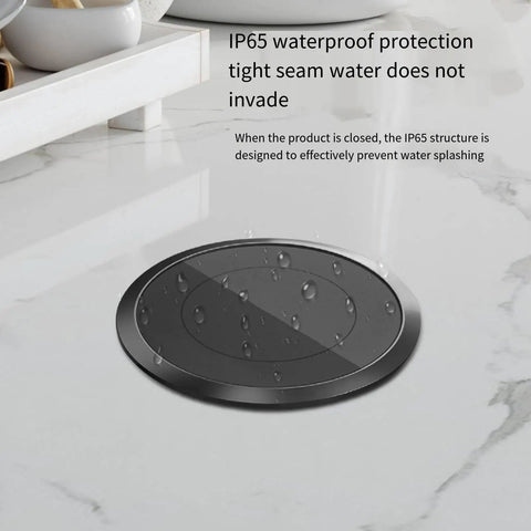 IP65 waterproof cover for Hella Convenient Smart Pop Up Desk Power Strip With Built In Wireless Charging, designed for tabletop use.