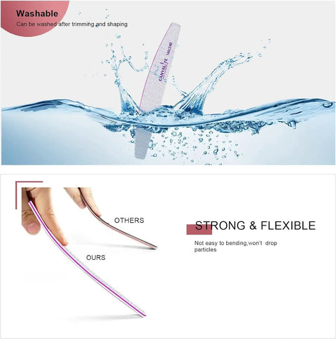 Nail Files For Natural Nails 180 And 240 Grit Emery Boards Double Sided Nail File Set Pro Grade showing flexibility and water resistance.