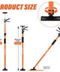 Heavy Duty Adjustable Support Pole Cabinet Jack Drywall Lift 45 To 114 Inch showing product size measurements and adjustable features.