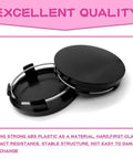 Pack Of Four Black Car Wheel Center Hubcaps Rock Solid Abs Plastic Snap On Rim Covers Universal Fit showing strong ABS construction.