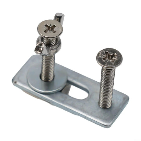 4-Pack M6 T-Track Hold Down Clamps That Grit Your Wood For 3018 Series Cnc Router Machines With Zinc Alloy Durability To Secure Workpieces Up To 30mm Thick During Milling Or Drilling Jobs Without Any Wobble, close-up of steel clamp with screws.