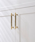 Five Pack Antique Brass Cabinet Pulls 5 Inch Solid Brass Dresser Drawer Handles For Your Cabinets Cupboards Wardrobes Closets And Vanities Durable Hardware installed on white cabinets