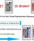 Image showing two 24 Key Wireless RGB LED Strip Remote Controller Replacement For SMD 5050 2835 3528 Light Strips Universal Easy Install