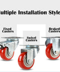 Heavy Duty 4 Inch Replacement Caster Wheels 4 Pack shown with fixed, swivel, and braked styles for versatile installation.