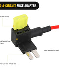 10 Pack Micro 2 Fuse Tap 12V Car Add A Circuit ATR Blade Adapter with yellow fuse and wire lead close-up
