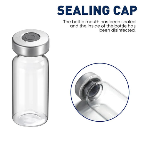 10mL Sterile Glass Vials With Self Healing Injection Ports And Sealing Caps Pack Of 12 Individually Packaged For Safe Medical Injections