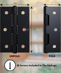 Heavy Duty Black Door Hinges Six Pack With All Necessary Mounting Screws For Wood Doors And Cabinets Built Legit From Solid Iron Hardware. Dimensions shown.