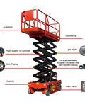 Heavy Duty Self Propelled Scissor Lift With 26 Foot Electric Aerial Work Platform And 450 Kilogram Load Capacity showcasing detailed components.