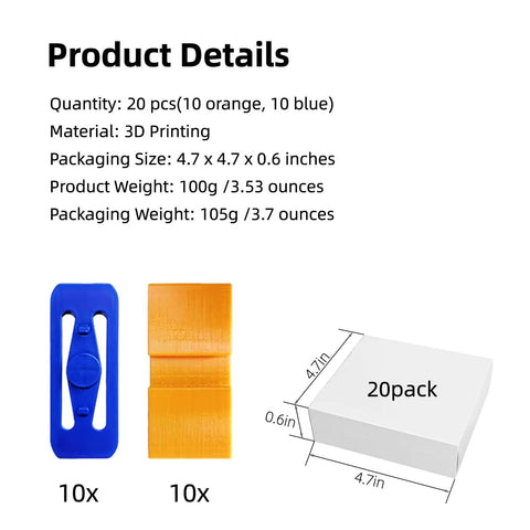 Blue Racetrack Connectors And Orange Double Lane Connectors For Hot Wheels Straight Tracks 20 Pack Compatible With One Sixty Four Scale Diecast Race Sets Easy Snap Fit Build Endless Custom Tracks For Kids package details illustration